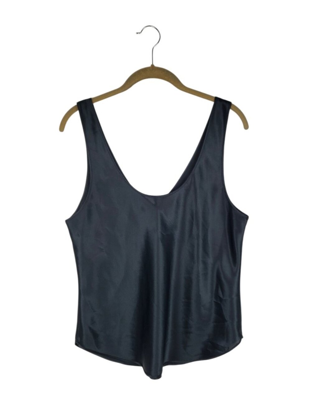Farr West Reversible Scoop V-Neck Camisole Top Black Shiny Womens Large